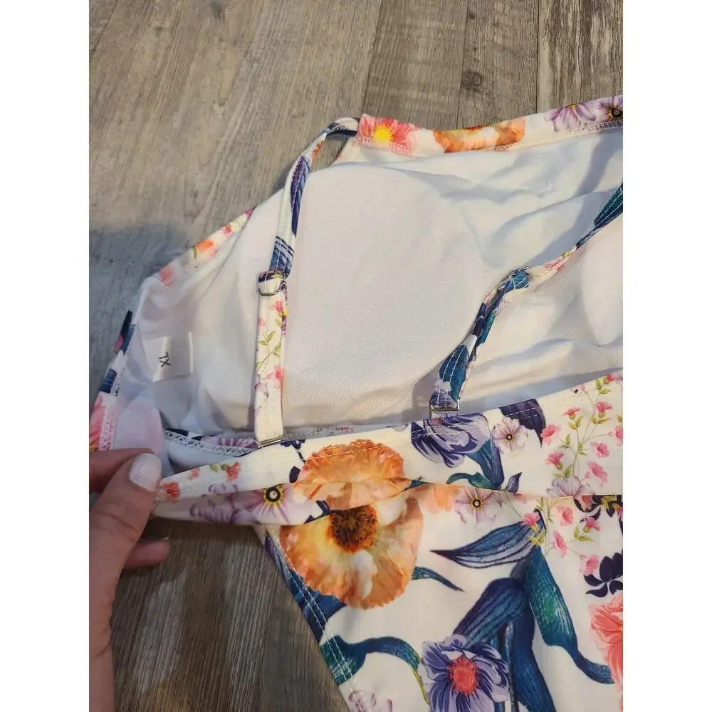Unknown brand xl womens floral two piece swimsuit